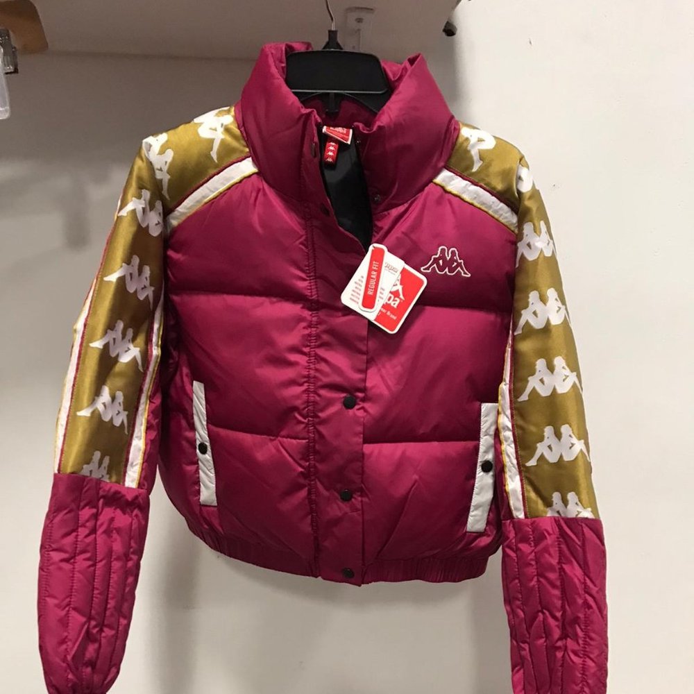 NWT KAPPA CROP BUMBER PUFFER Jacket PINK M - Picture 1 of 3
